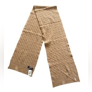 NEW Polo Ralph Lauren Pony Cable Knit Cashmere Wool Scarf